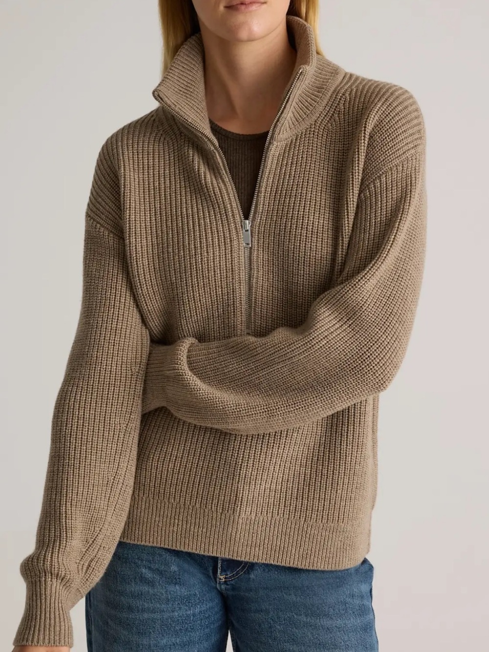 Quince Australian Merino Wool Half Zip Sweater
